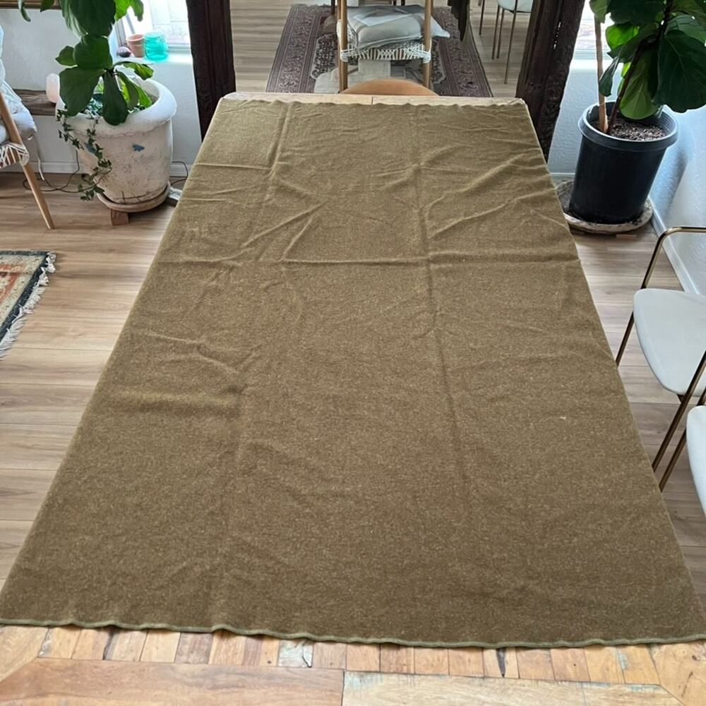 Vtg WWll 1944 Philadelphia QuarterMaster Depot Wool Blanket 65X75 Peerless Mills